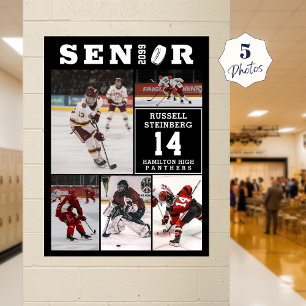 Póster Colaje de fotos del jugador de hockey senior númer