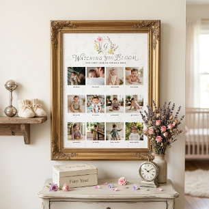 Póster Colaje de Fotos del Primer Año Floral 'Viéndote Fl