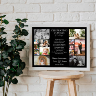 Póster Colaje de fotos editable para aniversario de bodas