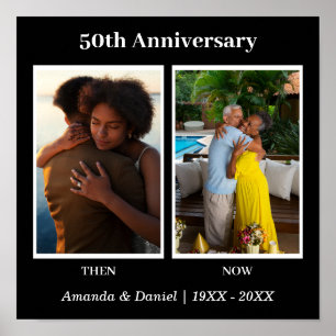 Póster Colaje de Fotos en Blanco y Negro Aniversario 2