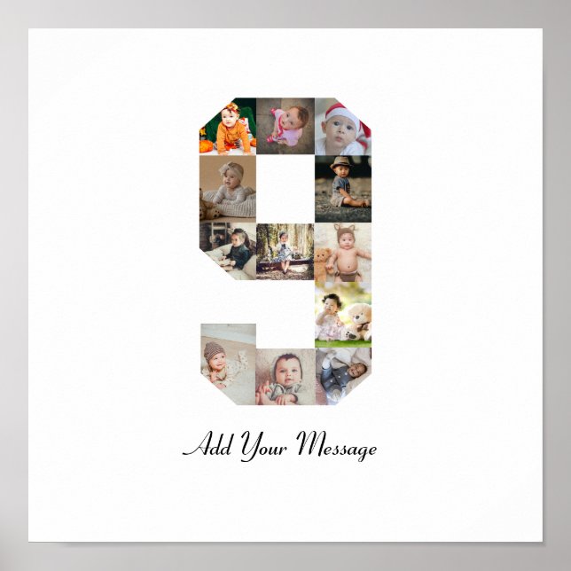 Póster Colaje de fotos en blanco y negro número 9 (Frente)