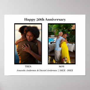 Póster Colaje de Fotos en Blanco y Negro para Aniversario