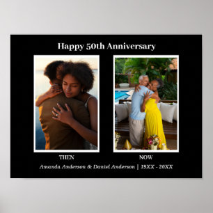 Póster Colaje de fotos en blanco y negro para aniversario