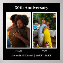 Póster Colaje de fotos en blanco y negro para aniversario
