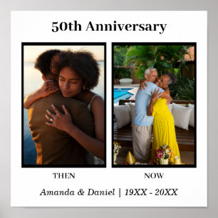 Póster Colaje de fotos en blanco y negro para aniversario