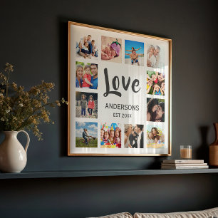 Póster Colaje de Fotos Familiares Personalizadas Blanco