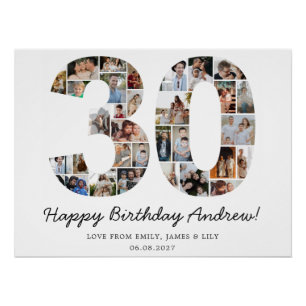 Póster Colaje de fotos para el 30 cumpleaños Regalo par
