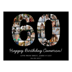 Póster Colaje de fotos para el 60 cumpleaños Regalo par