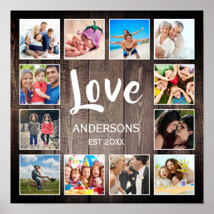 Póster Colaje de Fotos Personalizadas Amor Familiar Granj