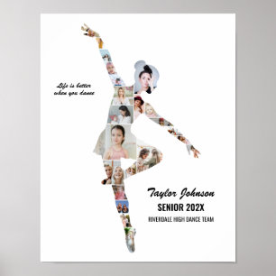 Póster Colaje de fotos personalizadas de ballet para niña