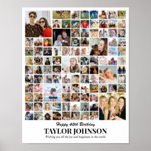 Póster Colaje de Fotos Personalizado 100 Fotos Cuadrícula