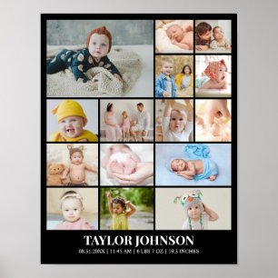 Póster Colaje de Fotos Personalizado 15 Imágenes Rejilla