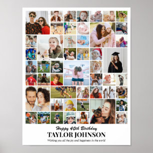 Póster Colaje de Fotos Personalizado 50 Fotos Cuadrícula