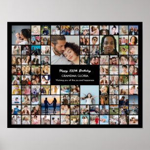 Póster Colaje de Fotos Personalizado de 100 Imágenes Cump