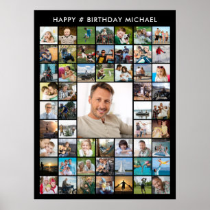 Póster Colaje de fotos personalizado para cumpleaños 55 c