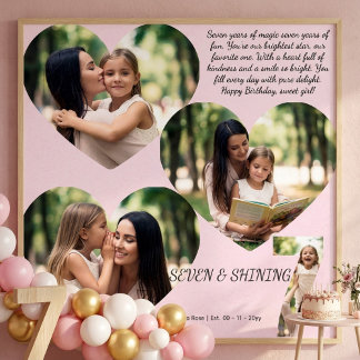 Póster Colaje de fotos personalizado para cumpleaños núme