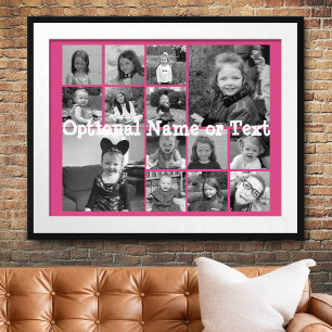 Póster Colaje de Fotos Rosa Fucsia - Cuadrícula Moderna d