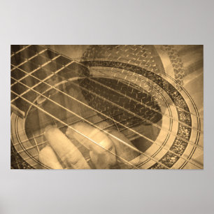 Póster Colaje de guitarrista cantante intérprete