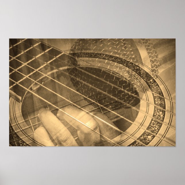 Póster Colaje de guitarrista cantante intérprete (Frente)