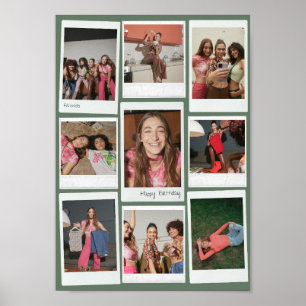 Póster Colaje de Polaroid de 9 fotos personalizadas