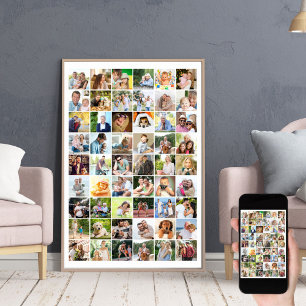 Póster Colaje de rejilla de fotos múltiples 54 Blanco