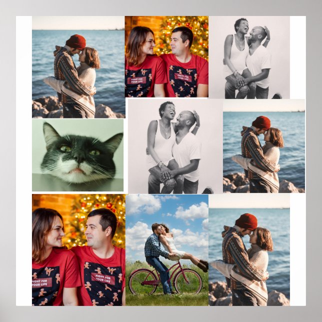 Póster Colaje personalizado de 9 fotos (Frente)