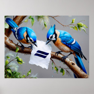 Póster Colas azules contemplando