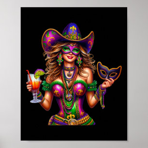 Póster Colas de chicas Mardi Gras Desfile Carnaval