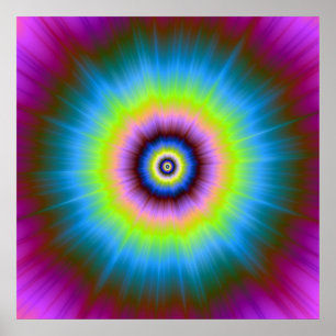 Póster Colas en Poster amarillo rosa azul
