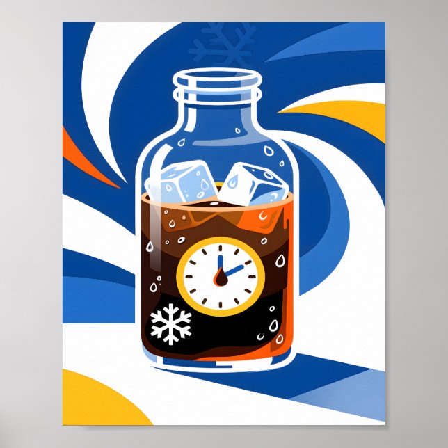 Póster Cold Brew Coffee Time Concept Modern Blue (Frente)