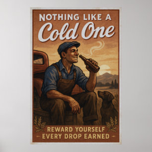 Póster Cold One - Beer Lover Vintage Art