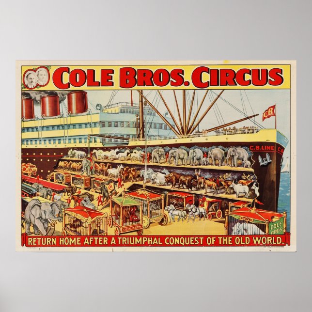Póster Cole Bros Circus devuelve Poster principal (Frente)