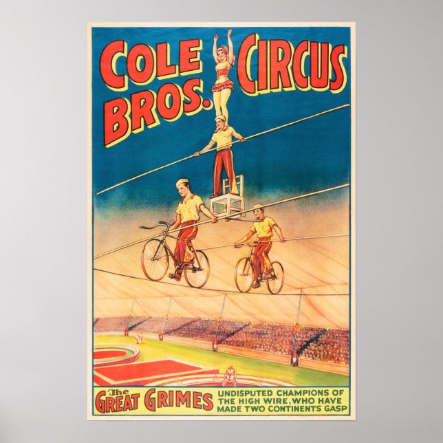 Póster COLE BROTHERS CIRCUS Aerial Acrobats Vintage Show (Frente)