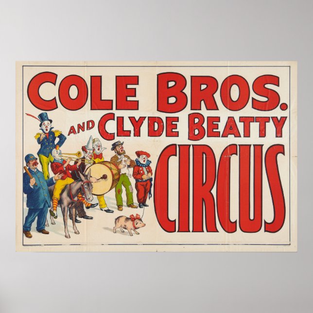 Póster Cole Brothers y Clyde Beatty Circus Poster (Frente)
