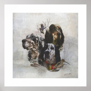 Póster Coleador inglés, caza de cochecitos de madera