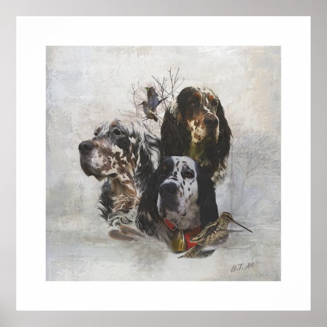 Póster Coleador inglés, caza de cochecitos de madera (Frente)