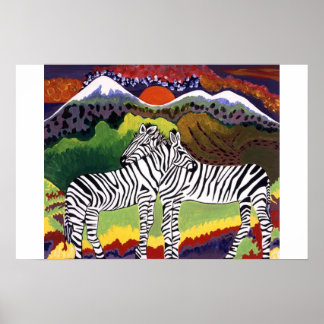 Póster Colección africana de ZEBRA SUNSET
