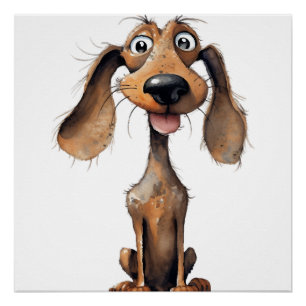 Póster Colección de arte de raza de perro de dibujos anim
