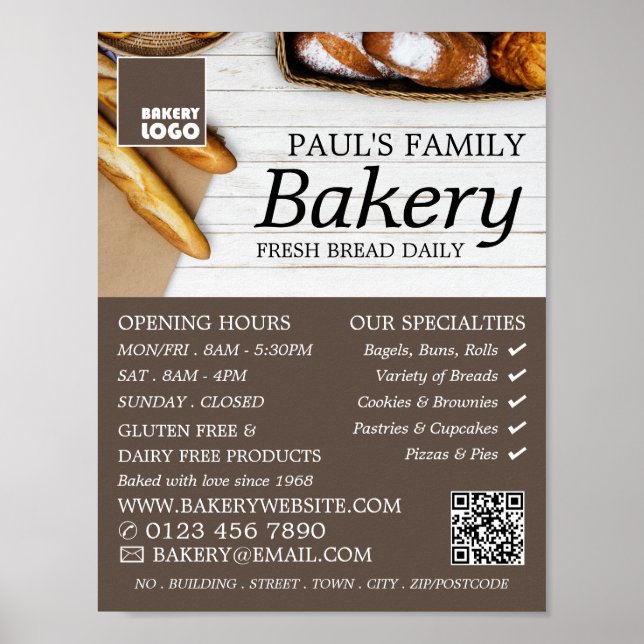 Póster Colección de Baguette Fresca, Panaderías, Tienda d (Frente)