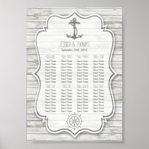 Póster Colección de Boda de Playa de Madera Blanqueada Ná
