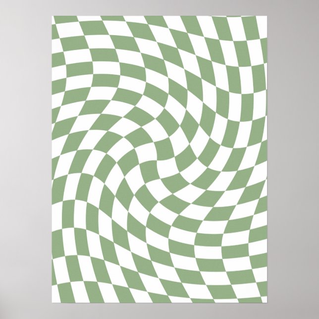 Póster Colección de Boda Verde Salvia Cuadro Cuadriculado (Frente)
