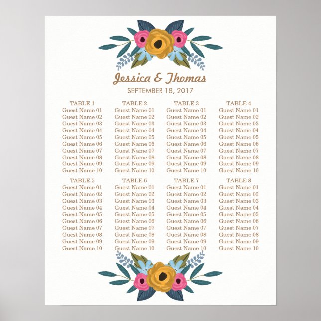 Póster Colección de Bodas blancos de flor (Frente)