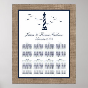 Póster Colección de Bodas Burlap del faro náutico