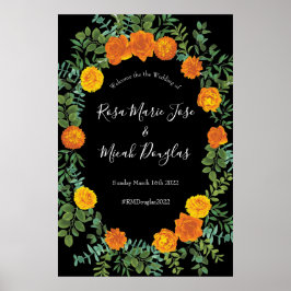 Póster Colección de Bodas góticos de Halloween negro y Na