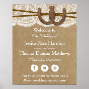 Póster Colección de Bodas Kraft, Lace & Horseshoe