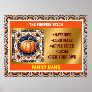 Póster Colección de calabaza moderna del Día de Acción de