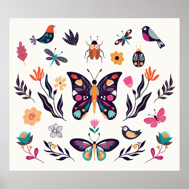 Póster Colección de elementos de verano primaverales por  (Frente)