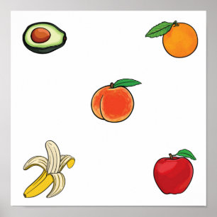 Póster Colección de frutas