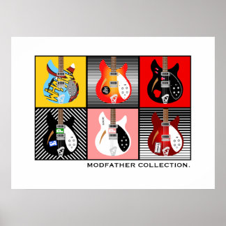 Póster Colección de guitarra eléctrica Mod Brit Pop Art