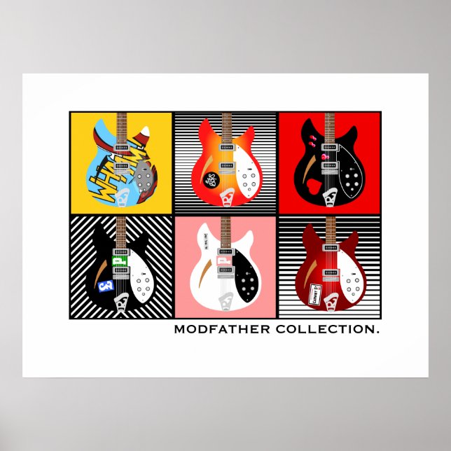 Póster Colección de guitarra eléctrica Mod Brit Pop Art (Frente)